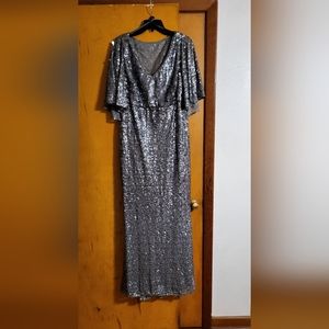 Silver Sequin Ball Gown